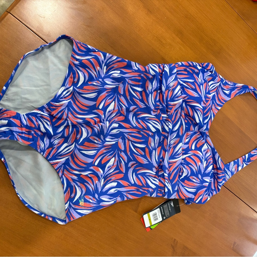 Speedo Blue and Red Women's One Piece Swimsuit